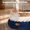 image:imageFUKUMARU Cat Bed Calming Donut Dog Beds Plush Faux FurampCorduroy Kitten Beds Cute Round Washable Pet Bed for Large Cats and Puppy Cat Cave with AntiSlip Bottom 21inch CamelBlue