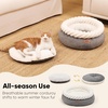 image:imageFUKUMARU Cat Bed Calming Donut Dog Beds Plush Faux FurampCorduroy Kitten Beds Cute Round Washable Pet Bed for Large Cats and Puppy Cat Cave with AntiSlip Bottom 21inch CamelGrey