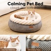 image:imageFUKUMARU Cat Bed Calming Donut Dog Beds Plush Faux FurampCorduroy Kitten Beds Cute Round Washable Pet Bed for Large Cats and Puppy Cat Cave with AntiSlip Bottom 21inch CamelGrey