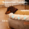 image:imageFUKUMARU Cat Bed Calming Donut Dog Beds Plush Faux FurampCorduroy Kitten Beds Cute Round Washable Pet Bed for Large Cats and Puppy Cat Cave with AntiSlip Bottom 21inch CamelCamel