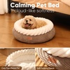 image:imageFUKUMARU Cat Bed Calming Donut Dog Beds Plush Faux FurampCorduroy Kitten Beds Cute Round Washable Pet Bed for Large Cats and Puppy Cat Cave with AntiSlip Bottom 21inch CamelCamel