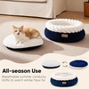 image:imageFUKUMARU Cat Bed Calming Donut Dog Beds Plush Faux FurampCorduroy Kitten Beds Cute Round Washable Pet Bed for Large Cats and Puppy Cat Cave with AntiSlip Bottom 21inch CamelBlue