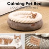 image:imageFUKUMARU Cat Bed Calming Donut Dog Beds Plush Faux FurampCorduroy Kitten Beds Cute Round Washable Pet Bed for Large Cats and Puppy Cat Cave with AntiSlip Bottom 21inch CamelCamel