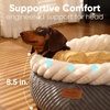 image:imageFUKUMARU Cat Bed Calming Donut Dog Beds Plush Faux FurampCorduroy Kitten Beds Cute Round Washable Pet Bed for Large Cats and Puppy Cat Cave with AntiSlip Bottom 21inch CamelGrey