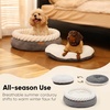 image:imageFUKUMARU Cat Bed Calming Donut Dog Beds Plush Faux FurampCorduroy Kitten Beds Cute Round Washable Pet Bed for Large Cats and Puppy Cat Cave with AntiSlip Bottom 21inch CamelGrey