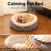 image:imageFUKUMARU Cat Bed Calming Donut Dog Beds Plush Faux FurampCorduroy Kitten Beds Cute Round Washable Pet Bed for Large Cats and Puppy Cat Cave with AntiSlip Bottom 21inch CamelGrey