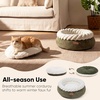 image:imageFUKUMARU Cat Bed Calming Donut Dog Beds Plush Faux FurampCorduroy Kitten Beds Cute Round Washable Pet Bed for Large Cats and Puppy Cat Cave with AntiSlip Bottom 21inch CamelGreen