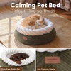 image:imageFUKUMARU Cat Bed Calming Donut Dog Beds Plush Faux FurampCorduroy Kitten Beds Cute Round Washable Pet Bed for Large Cats and Puppy Cat Cave with AntiSlip Bottom 21inch CamelGreen