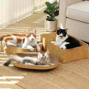 image:imageFUKUMARU 5 PCS Cat Scratching Boards 114 Inch Width ExLarge Cat Scratcher Box Reversible Cardboard Scratchers for Indoor Cats Cat Scratch Box for Large Medium and Small Cats Protect Furniture4PCS Scratching Beds