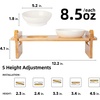 image:imageFUKUMARU Elevated Cat Ceramic Bowls Small Dog 15 Tilted Raised Food Feeding Dishes Solid Bamboo Water Stand Feeder Set for Cats and Puppy