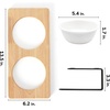 image:imageFUKUMARU Elevated Cat Ceramic Bowls Small Dog Raised Food Feeding Dishes Solid Wood Water Stand Feeder Set for Cats and PuppyBeige