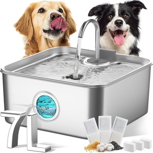 image:imageFUKUMARU Dog Water Fountain Nov 2025 Upgraded Overflow System and Pump 18 Gal7L Stainless Steel Large Pet Fountain Ultra Quiet Pump 285dB 4Stage Filtration Includes 3 Filters