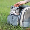 image:imageFUKUMARU Cat Carrier 4 Mesh Windows Small Dog Carrier 4 Storage Pockets Cat Travel Bag Under 15 lb Airline Approved Pet Carrier Rollable Cover for Nervous Cats PinkAsh Grey