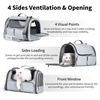 image:imageFUKUMARU Cat Carrier 4 Mesh Windows Small Dog Carrier 4 Storage Pockets Cat Travel Bag Under 15 lb Airline Approved Pet Carrier Rollable Cover for Nervous Cats PinkAsh Grey