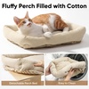 image:imageFUKUMARU Cat Scratching Post RetroStyle Tall Scratch Posts with Perch for Indoor Cats Adults Large Cat Scratcher Tower with Bed Natural Sisal amp Solid WoodBeige