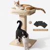 image:imageFUKUMARU Cat Scratching Post RetroStyle Tall Scratch Posts with Perch for Indoor Cats Adults Large Cat Scratcher Tower with Bed Natural Sisal amp Solid WoodBeige