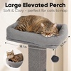 image:imageFUKUMARU Cat Scratching Post RetroStyle Tall Scratch Posts with Perch for Indoor Cats Adults Large Cat Scratcher Tower with Bed Natural Sisal amp Solid WoodGrey