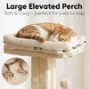 image:imageFUKUMARU Cat Scratching Post RetroStyle Tall Scratch Posts with Perch for Indoor Cats Adults Large Cat Scratcher Tower with Bed Natural Sisal amp Solid WoodBeige
