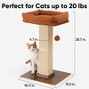 image:imageFUKUMARU Cat Scratching Post RetroStyle Tall Scratch Posts with Perch for Indoor Cats Adults Large Cat Scratcher Tower with Bed Natural Sisal amp Solid WoodBrown