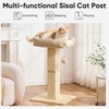 image:imageFUKUMARU Cat Scratching Post RetroStyle Tall Scratch Posts with Perch for Indoor Cats Adults Large Cat Scratcher Tower with Bed Natural Sisal amp Solid WoodBeige