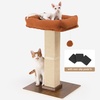 image:imageFUKUMARU Cat Scratching Post RetroStyle Tall Scratch Posts with Perch for Indoor Cats Adults Large Cat Scratcher Tower with Bed Natural Sisal amp Solid WoodBrown