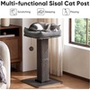 image:imageFUKUMARU Cat Scratching Post RetroStyle Tall Scratch Posts with Perch for Indoor Cats Adults Large Cat Scratcher Tower with Bed Natural Sisal amp Solid WoodGrey