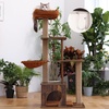 image:imageFUKUMARU Cat Tree 4 in 1 Large Modern Cats Tower with Jute Scratching Post and Hammock Wood Cat Condo with silvervine Balls Brown Cat Climber Stand Playhouse for Indoor Cats Retro StyleBrown