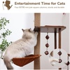 image:imageFUKUMARU Cat Tree 4 in 1 Large Modern Cats Tower with Jute Scratching Post and Hammock Wood Cat Condo with silvervine Balls Brown Cat Climber Stand Playhouse for Indoor Cats Retro StyleBrown