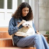 image:imageFUKUMARU Dog Sling DIY Strap Puppy Carrier Sling for 512lbs Small Dogs Ultralight Cat Travel Purse with Mesh Bag Pets Papoose Carrier Foldable and Machine Washable 2244  169  118inchCream