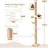 image:imageFUKUMARU Floor to Ceiling Cat Tree 6 Level Adjustable Height 610 ft Climbing Tower with Thickened Scratching Posts Cats Activity Center with Cozy Hammock  Beige120 inch