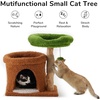 image:imageFUKUMARU Small Cat Tree Plant Style Kitten Tower with Unique Solid Wood Cat Scratching Post Cute Cat Condo Scratcher with Soft Bed for Indoor Kitten amp Cats