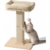 image:imageFUKUMARU Cat Scratching Post RetroStyle Tall Scratch Posts with Perch for Indoor Cats Adults Large Cat Scratcher Tower with Bed Natural Sisal amp Solid WoodBeige