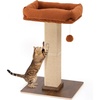 image:imageFUKUMARU Cat Scratching Post RetroStyle Tall Scratch Posts with Perch for Indoor Cats Adults Large Cat Scratcher Tower with Bed Natural Sisal amp Solid WoodBrown