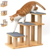 image:imageFUKUMARU Dog Stairs Solid Wood Pet Stairs with Cat Scratching Post Transformable Cat Ramp Can Hold Up to 200 lbs 20 Inch Pet Steps for Dogs and Cats to Climb High Bed and Couch Over 6 CombinationsGrey