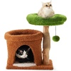 image:imageFUKUMARU Small Cat Tree Plant Style Kitten Tower with Unique Solid Wood Cat Scratching Post Cute Cat Condo Scratcher with Soft Bed for Indoor Kitten amp Cats