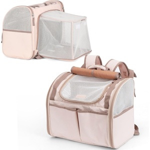 image:imageFUKUMARU Cat Backpack Carrier Expandable Small Pet Carriers for Cats with 4 Pockets Hiking Travel Carrier Bag for Small Animal Airline Approved Cat Carrier with Rollable Cover for Nervous Cat Pink