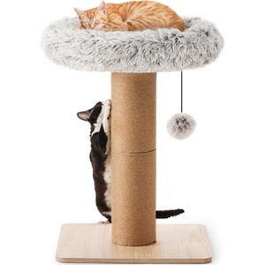 image:imageFUKUMARU Cat Scratching Post 30 Inch Tall Cat Scratcher with Perch for Indoor Cats Small Cat Tower with Bed and 55 Inch Width Post Cat Tree Furniture for Kittens and Large Cats