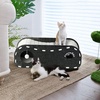 image:imageFUKUMARU Cat Beds for Indoor Pets 315 Inch Extra Long Cozy Cat Bed Cave Tunnel for Multiple amp Large Cats Felt Kitten Hideaway House with Fluffy Ball Scratch Resistant Warm amp Safe BlackBlack and White