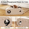 image:imageFUKUMARU Cat Beds for Indoor Pets 315 Inch Extra Long Cozy Cat Bed Cave Tunnel for Multiple amp Large Cats Felt Kitten Hideaway House with Fluffy Ball Scratch Resistant Warm amp Safe BlackBeige