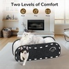 image:imageFUKUMARU Cat Beds for Indoor Pets 315 Inch Extra Long Cozy Cat Bed Cave Tunnel for Multiple amp Large Cats Felt Kitten Hideaway House with Fluffy Ball Scratch Resistant Warm amp Safe BlackBlack and White