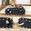 image:imageFUKUMARU Cat Beds for Indoor Pets 315 Inch Extra Long Cozy Cat Bed Cave Tunnel for Multiple amp Large Cats Felt Kitten Hideaway House with Fluffy Ball Scratch Resistant Warm amp Safe BlackBlack and White