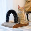 image:imageFUKUMARU Cat Self Groomer 20 Version Cat Arch Face Scratcher with Scratcher Pad Cats Back Grooming Massager Toy Brush for Indoor Kitten and Small DogWood Grain Upgrade