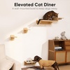 image:imageFUKUMARU Cat Wall Shelves 3 in 1 Cats Walls Furniture Set Food Station with 2 Steps Birch Plywood Perch Suitable for Kitten Play Nap Eat DIY Wall Jungle GymLight Wood Color