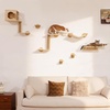 image:imageFUKUMARU Cat Wall Shelves 3 in 1 Cats Walls Furniture Set Food Station with 2 Steps Birch Plywood Perch Suitable for Kitten Play Nap Eat DIY Wall Jungle GymLight Wood Color