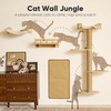 image:imageFUKUMARU Cat Wall Shelves 4 in 1 Stable Wooden WallMounted Furniture Set Climbing Tree with Hammock Bed Perch and Scratching Mat BlackBeige