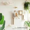 image:imageFUKUMARU Cat Wall Shelves 4 in 1 Stable Wooden WallMounted Furniture Set Climbing Tree with Hammock Bed Perch and Scratching Mat BlackBeige