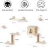 image:imageFUKUMARU Cat Wall Shelves 4 in 1 Stable Wooden WallMounted Furniture Set Climbing Tree with Hammock Bed Perch and Scratching Mat BlackBeige