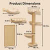 image:imageFUKUMARU Cat Wall Shelves 4 in 1 Stable Wooden WallMounted Furniture Set Climbing Tree with Hammock Bed Perch and Scratching Mat BlackBeige