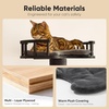 image:imageFUKUMARU Cat Wall Shelves 4 in 1 Stable Wooden WallMounted Furniture Set Climbing Tree with Hammock Bed Perch and Scratching Mat BlackBlack