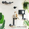 image:imageFUKUMARU Cat Wall Shelves 4 in 1 Stable Wooden WallMounted Furniture Set Climbing Tree with Hammock Bed Perch and Scratching Mat BlackBlack